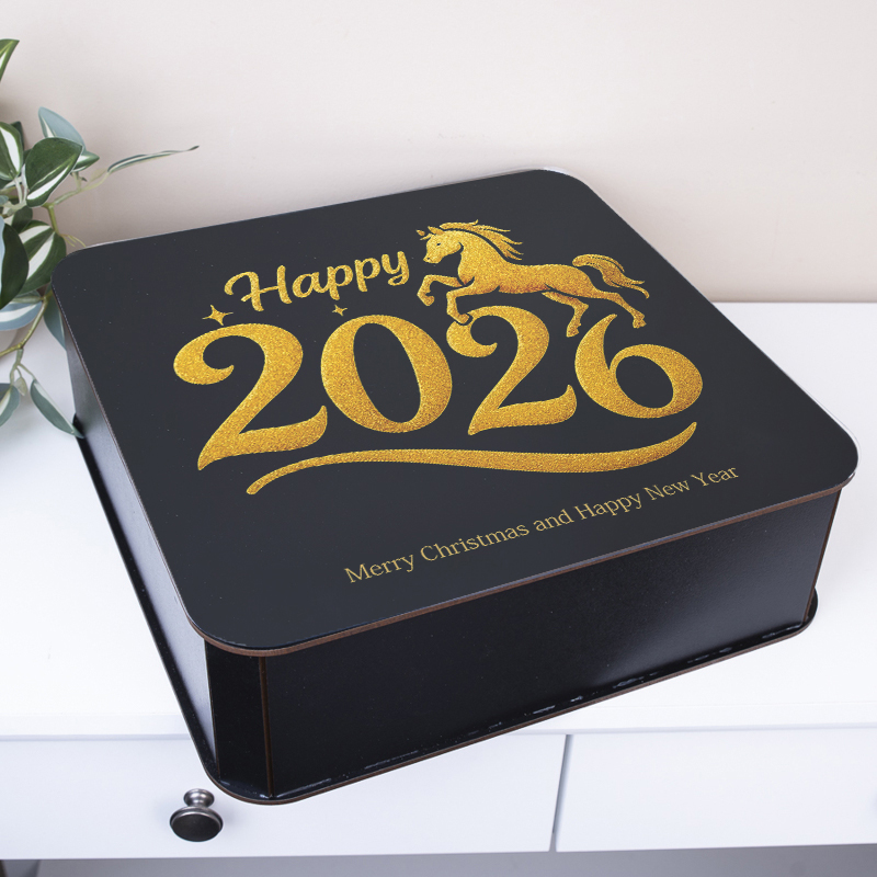 Коробка новогодняя квадратная 32,5 см "Happy 2026"